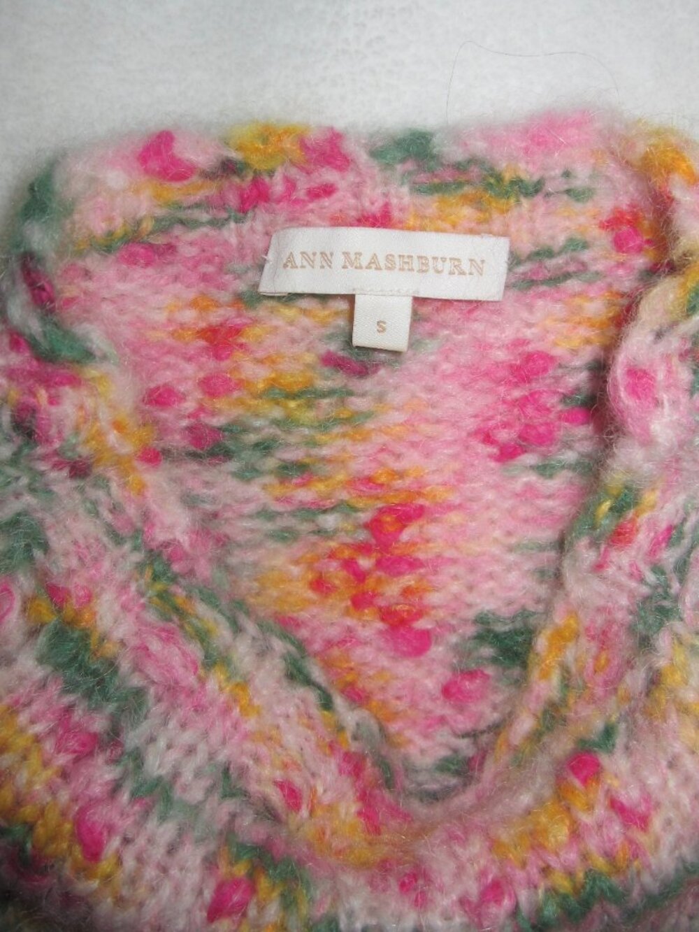 ANN MASHBURN Multicolor Mohair Merino Blend Sleeveless Sweater Women’s Small - Picture 4 of 10